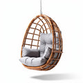 Fauteuil suspendu en rotin avec coussins gris 80 x 70 x 120 cm