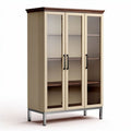 Cabinet en bois avec portes vitrées 180 x 90 x 40cm couleur beige et marron
