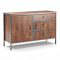 Meuble de rangement en bois et métal 150 x 45 x 75cm avec tiroirs et portes