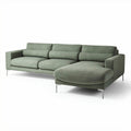 Canapé modulable en tissu vert avec pouf 210 x 100 x 85cm
