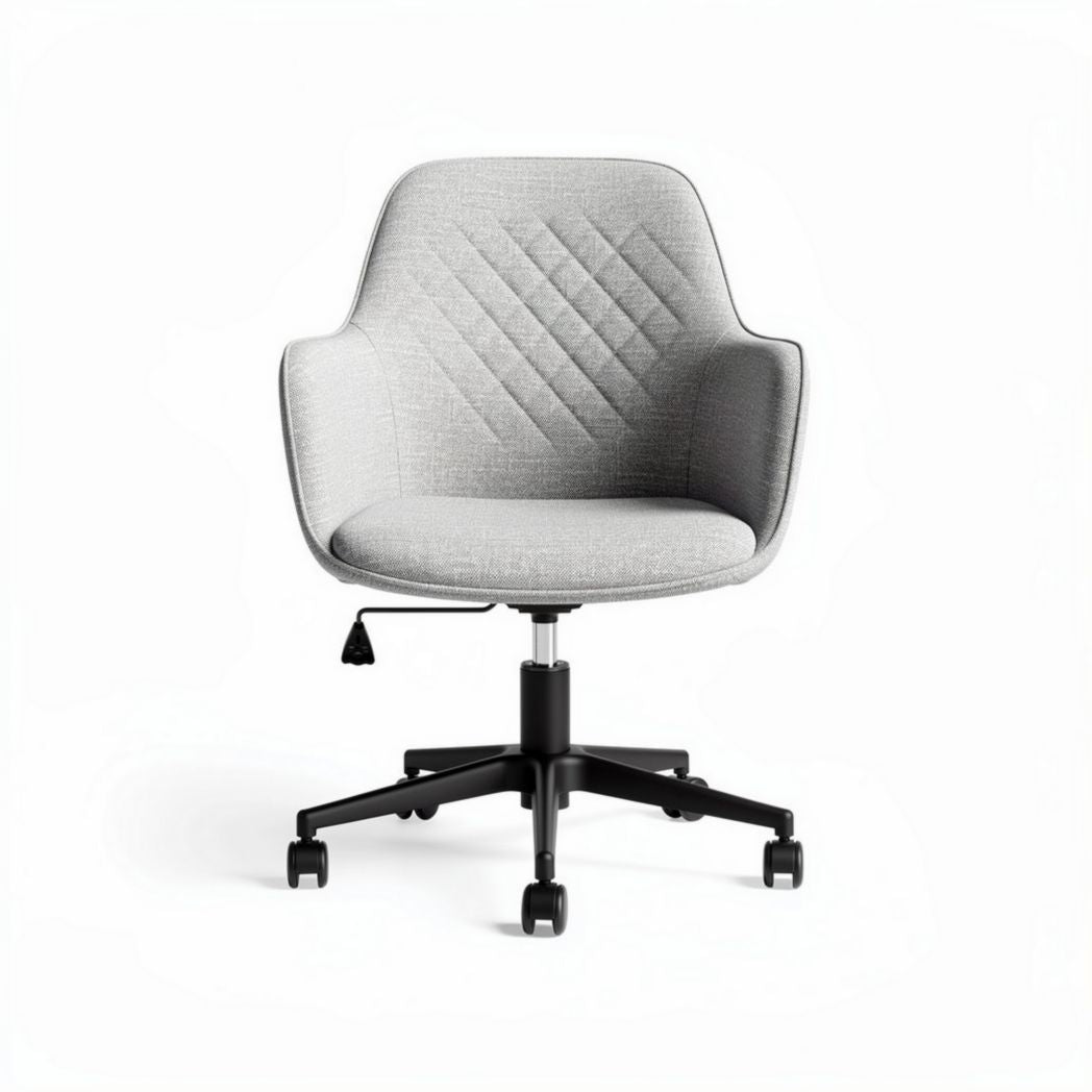 Chaise de bureau moderne en tissu gris avec accoudoirs et roulettes