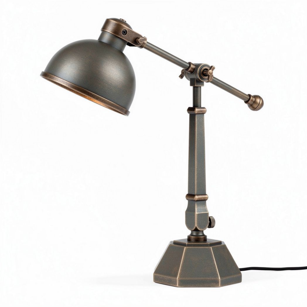 Lampe de bureau en métal gris avec bras articulé dimensions 30 x 20 x 40cm