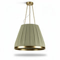Suspension en tissu vert olive avec abat-jour en métal doré de 40 x 40 x 50cm