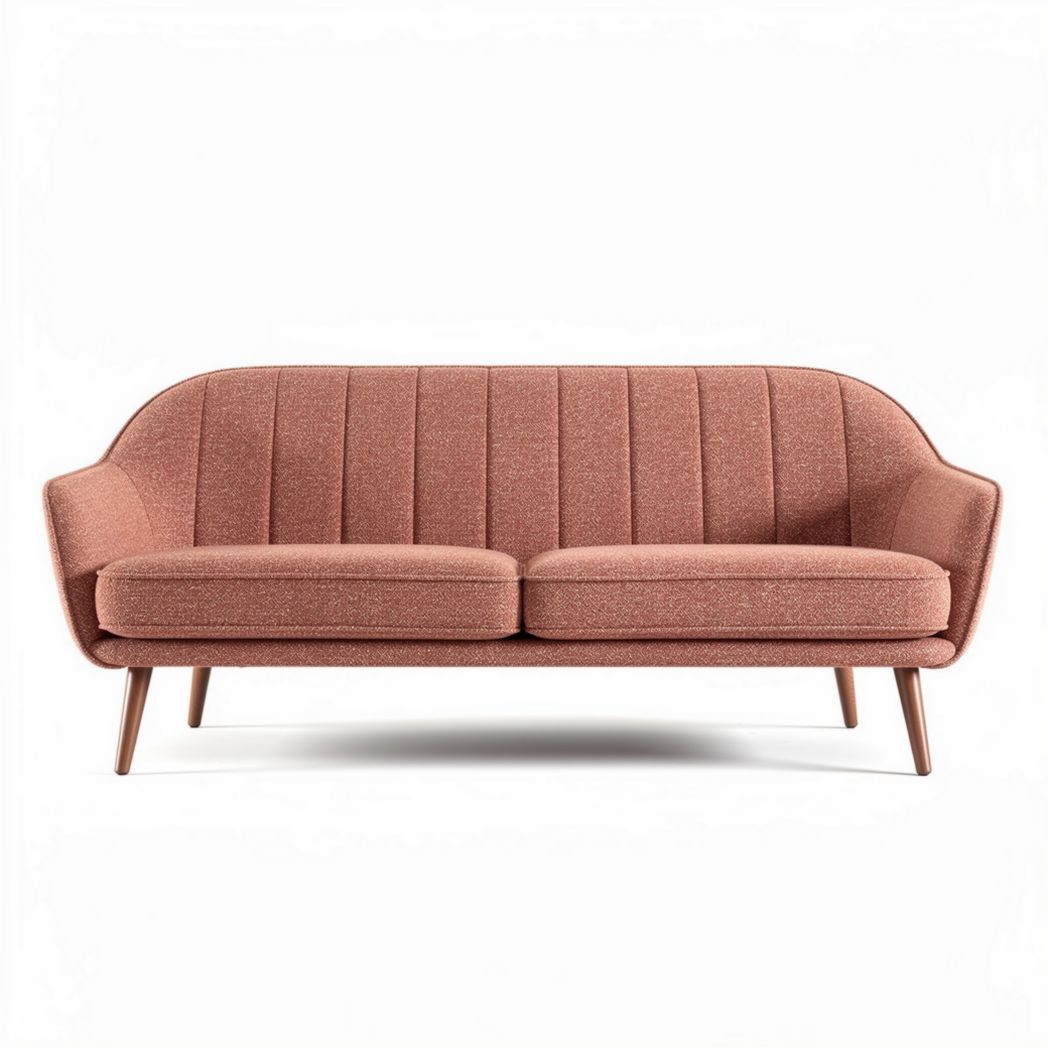 Canapé 3 places en tissu rose avec structure en bois 200 x 90 x 80cm